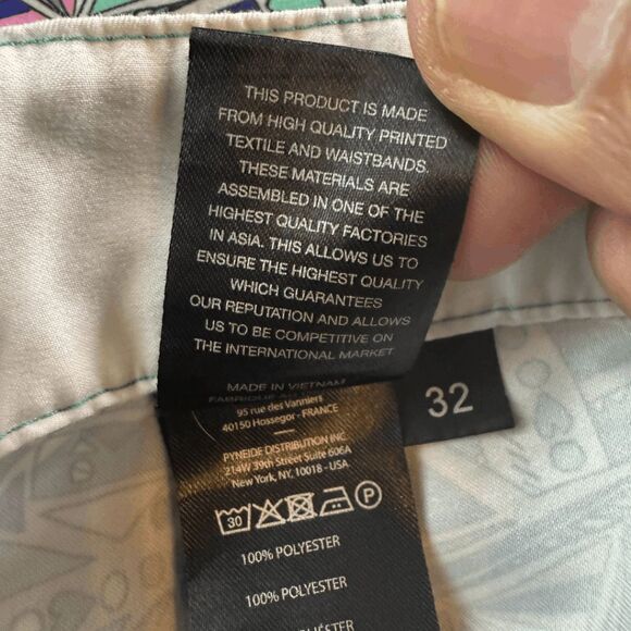 PullIn Men's Geometric Print Stretch Drawstring Swim Trunks Green Size 32 - Picture 6 of 9